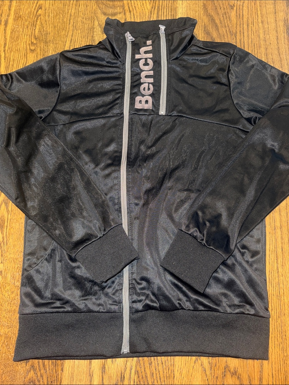 Bench Black Jacket with Gray double Zipper and Embroidered Logo